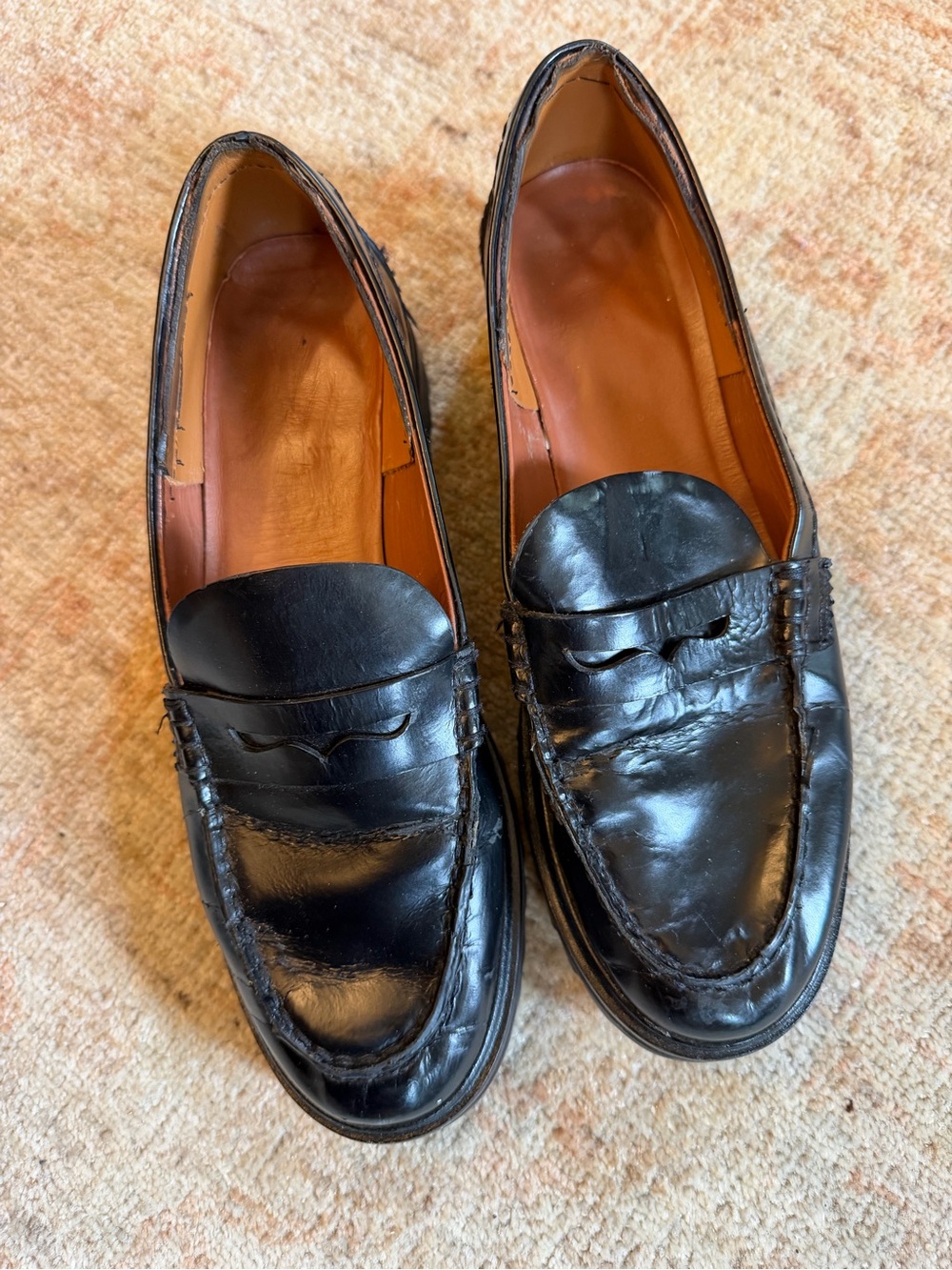 Reformation Black Leather Penny Loafers sz 8